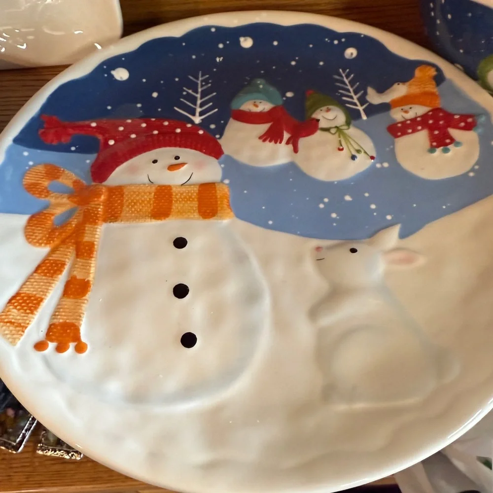 St. Nicholas Square “Snow Days” Snowman Plates Bowl Platter Christmas Dishes